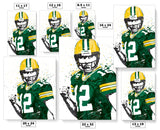 Aaron Rodgers Green Bay Packers Football Art Poster