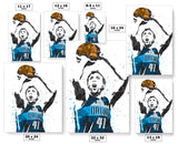 Dirk Nowitzki City Blue Dallas Mavericks Basketball Art Poster