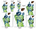 DK Metcalf Green Seattle Seahawks Football Art Poster