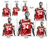 Hakeem Olajuwon Houston Rockets Record Basketball Art Poster